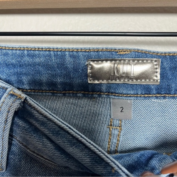 KUT from the Kloth Stella Jeans 2 High-Rise Fab Ab Flare Raw Hem Navigate - Picture 4 of 9